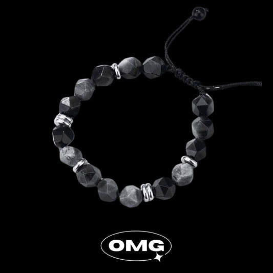 OMG - Cut Silver Obsidian Men's Crystal Bracelet