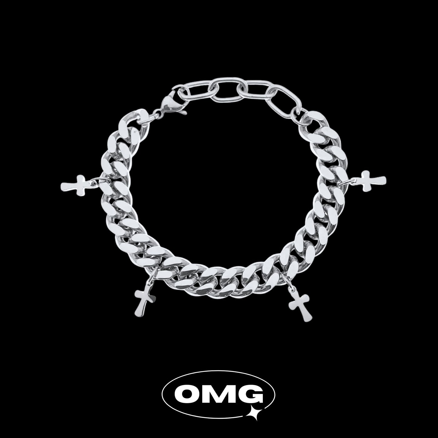 OMG - 十字架吊飾古巴男士手鏈