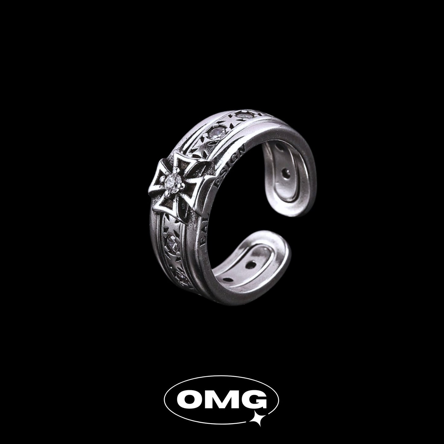 OMG - 2025新品銀星十字兩戴男士戒指