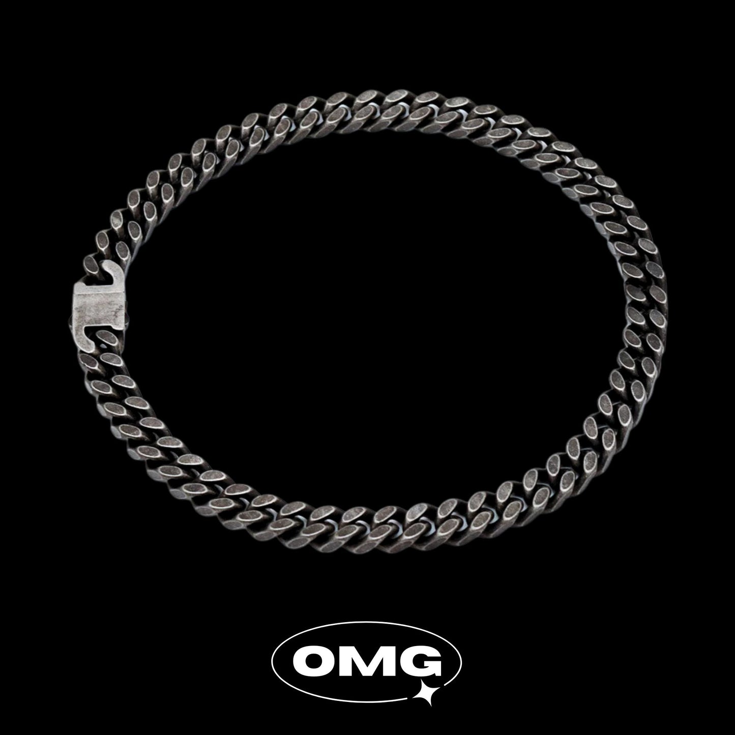 OMG - 粗鏈身復古黑古巴男士頸鏈/項鍊