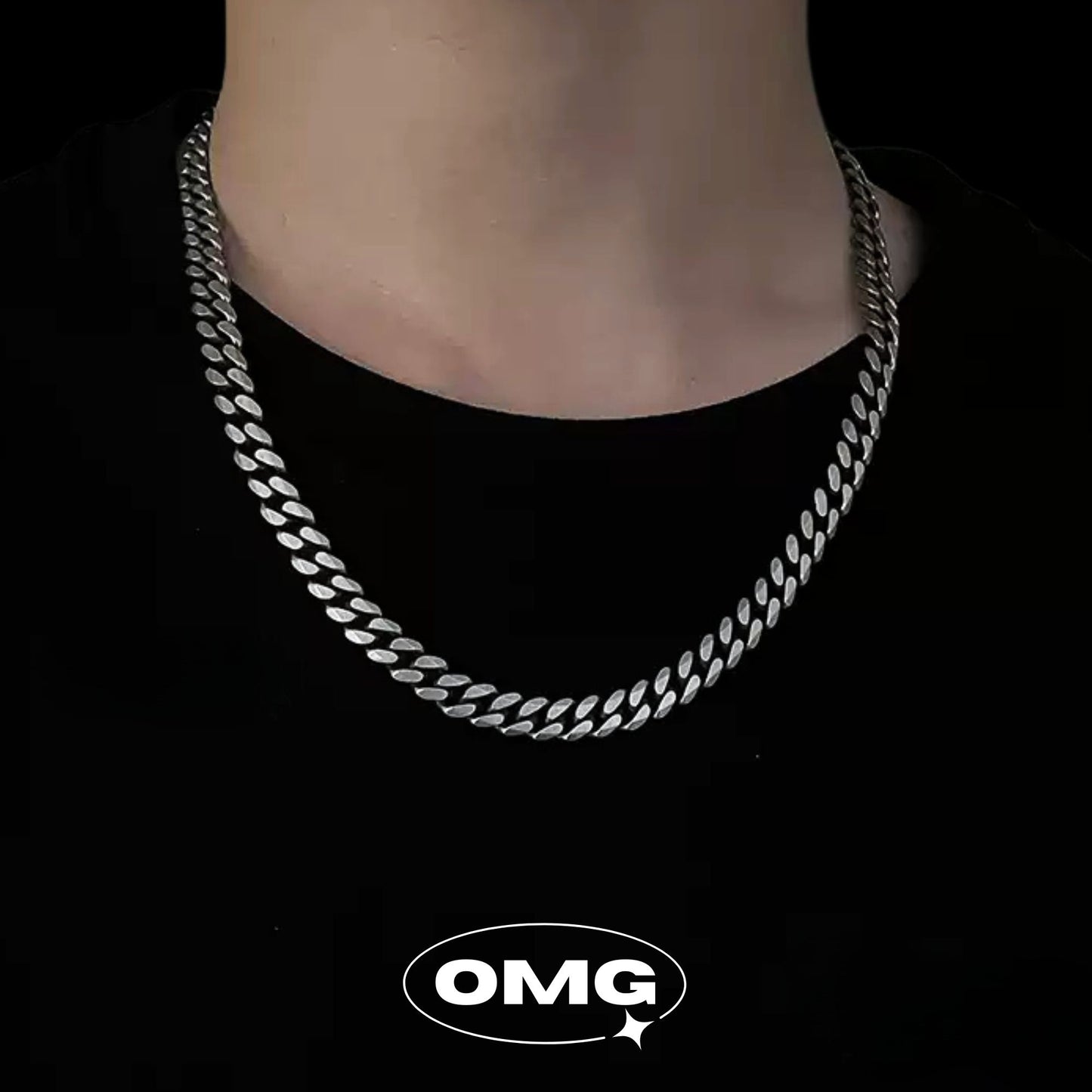 OMG - 熱門啞光版古巴男士頸鏈/項鏈