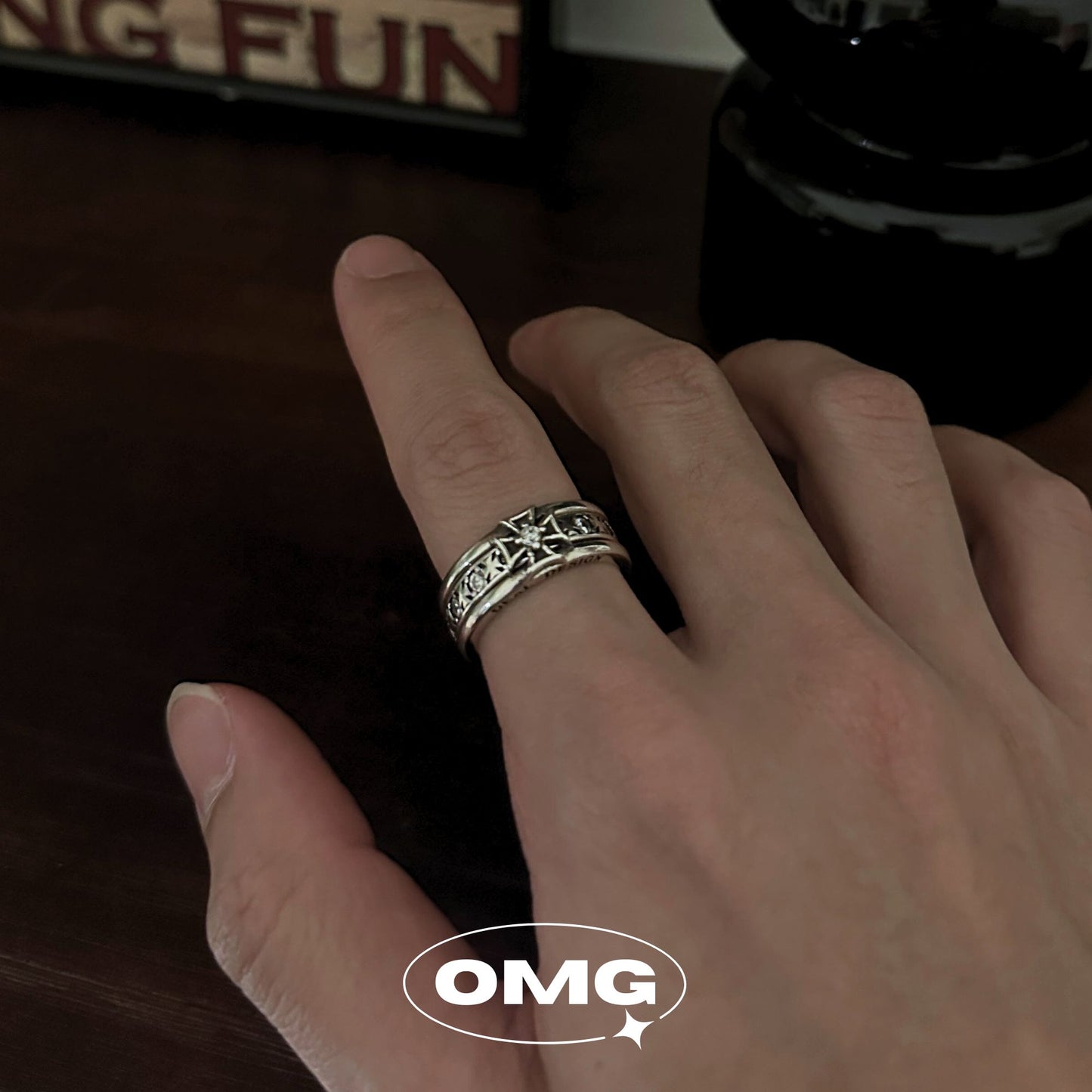 OMG - 2025新品銀星十字兩戴男士戒指