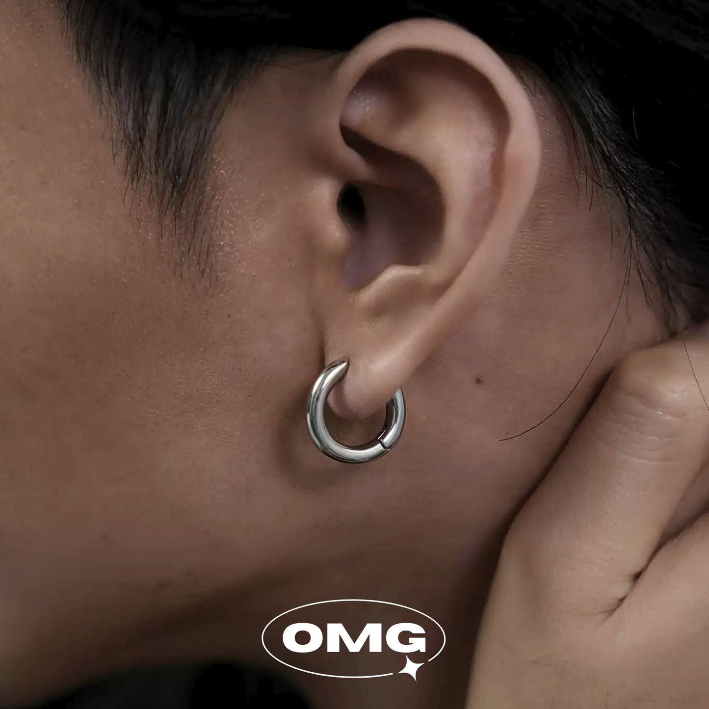 OMG - 防敏防水簡約粗圈男裝耳環/耳釘