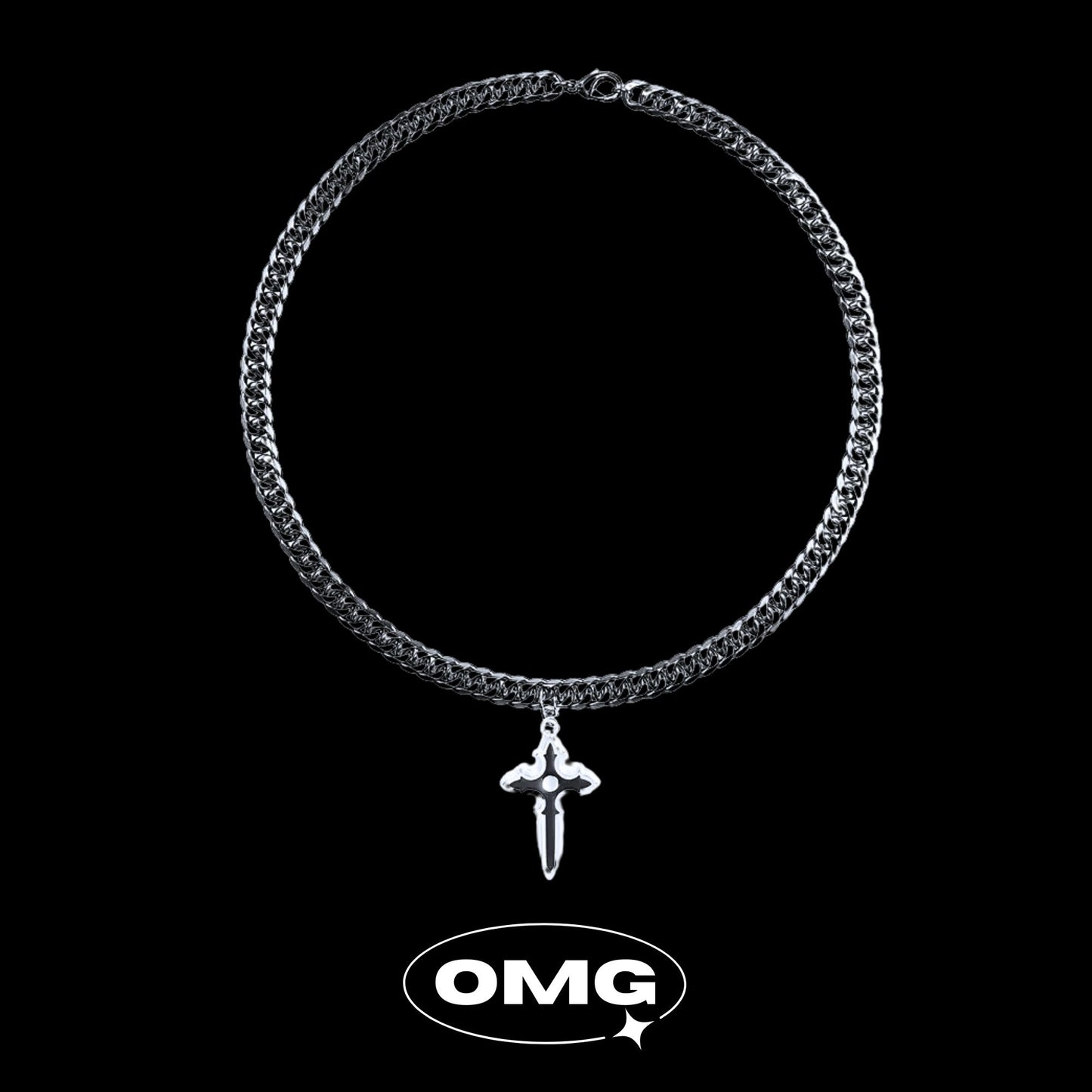 OMG - 雙面暗黑十字架男士頸鏈/項鍊
