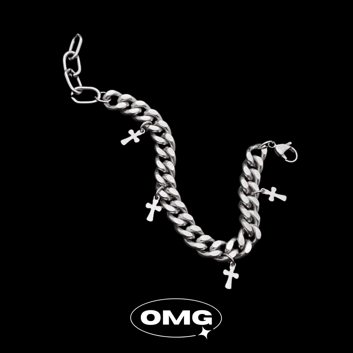 OMG - 十字架吊飾古巴男士手鏈