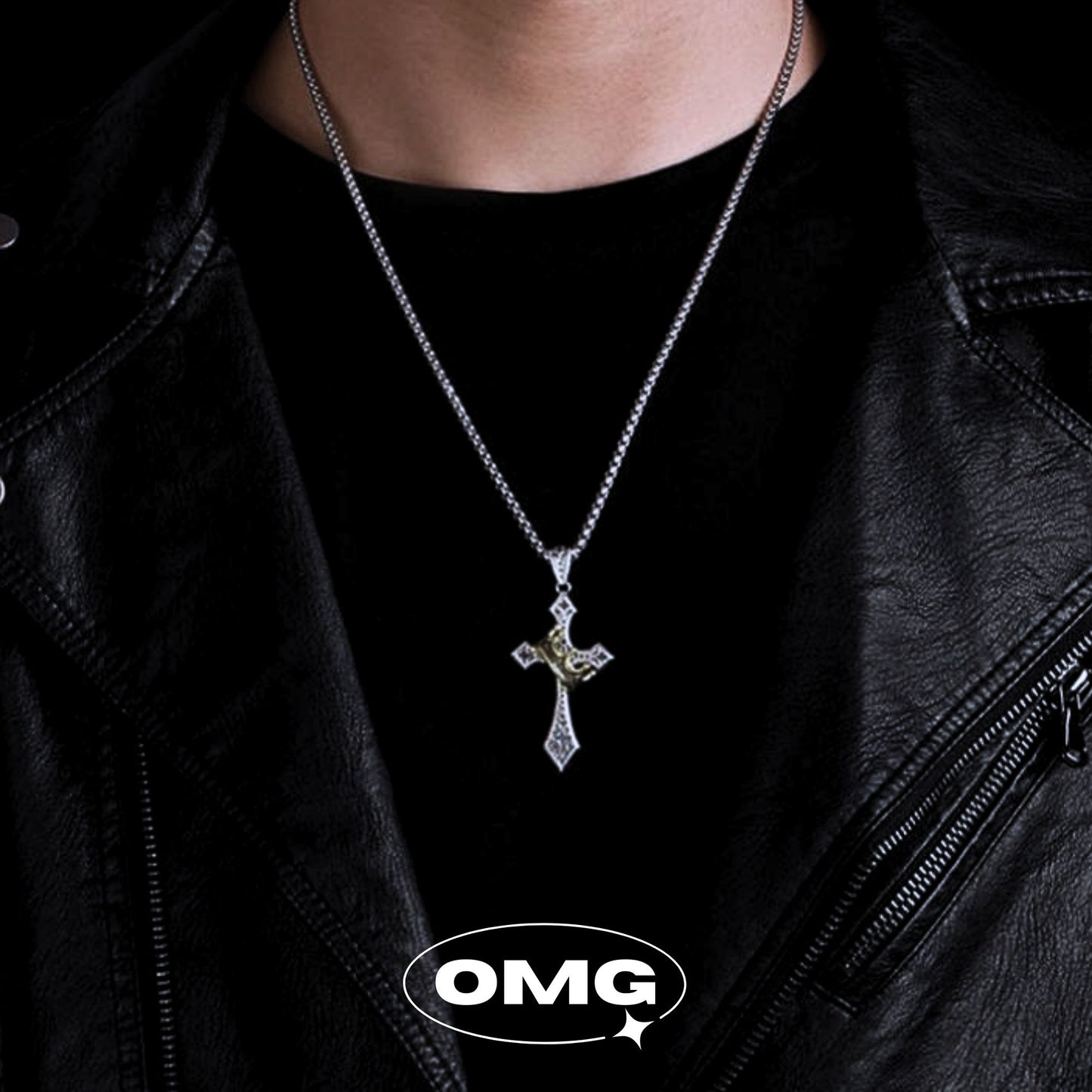 OMG - 皇冠十字架男士頸鏈/項鍊