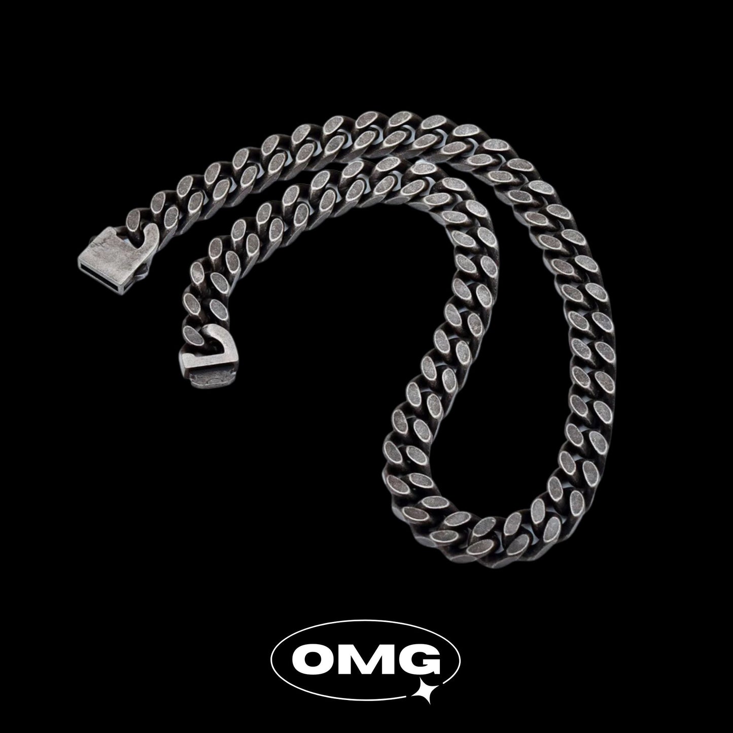 OMG - 粗鏈身復古黑古巴男士頸鏈/項鍊