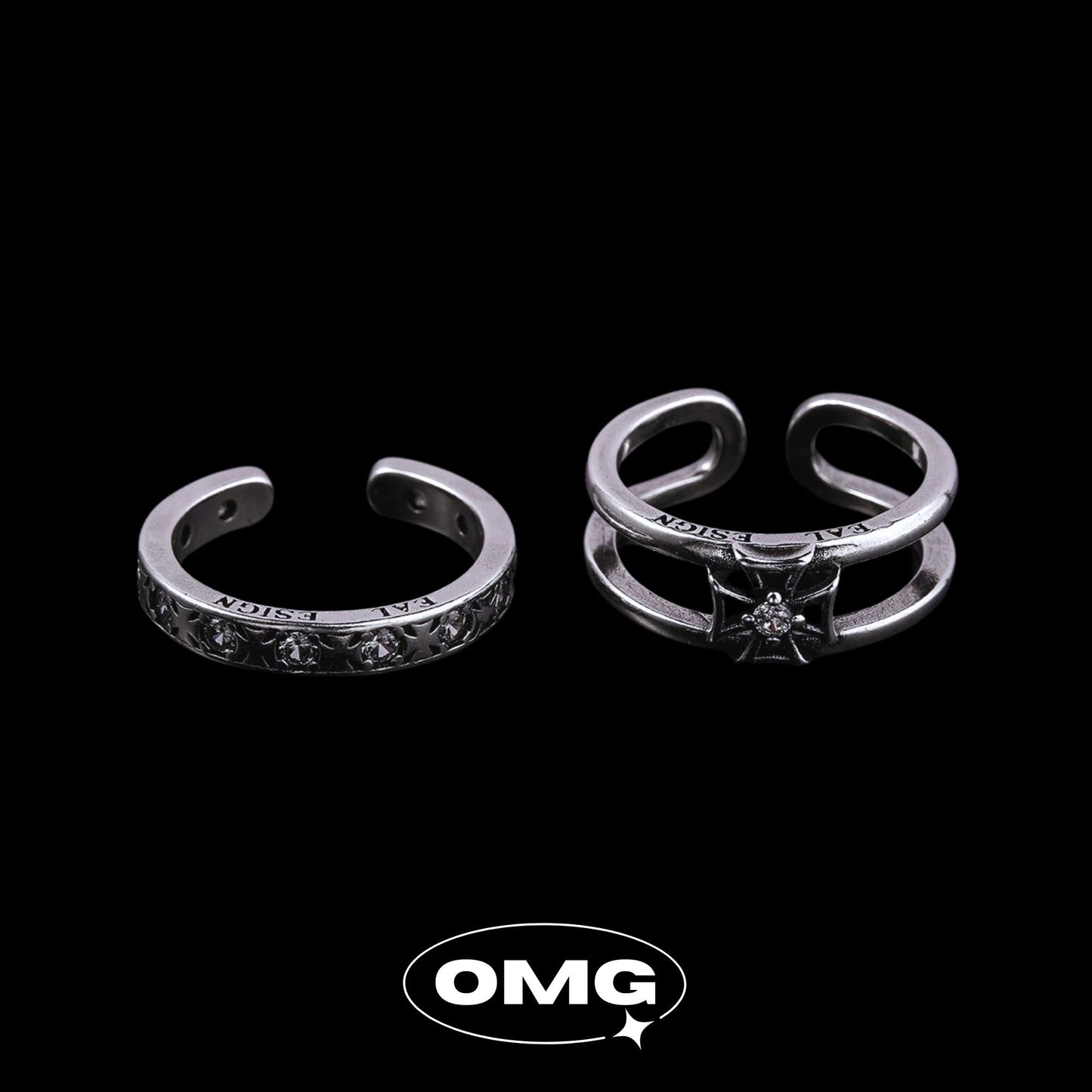 OMG - 2025新品銀星十字兩戴男士戒指