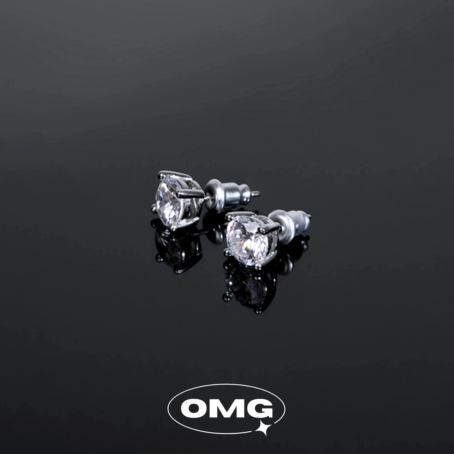 OMG - 經典6mm鋯石男裝耳環/耳釘