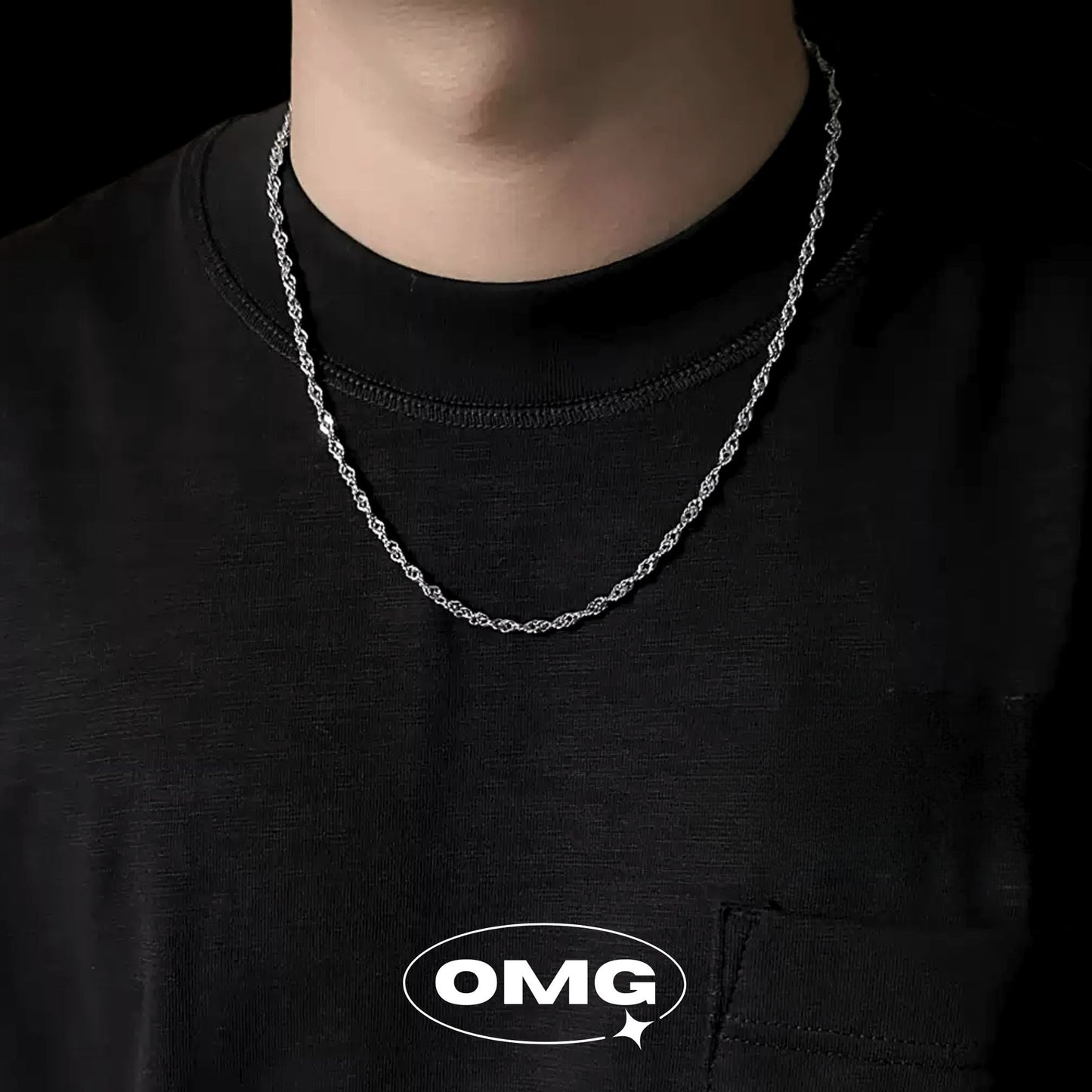 OMG - 簡約水波鏈男士頸鏈/項鍊