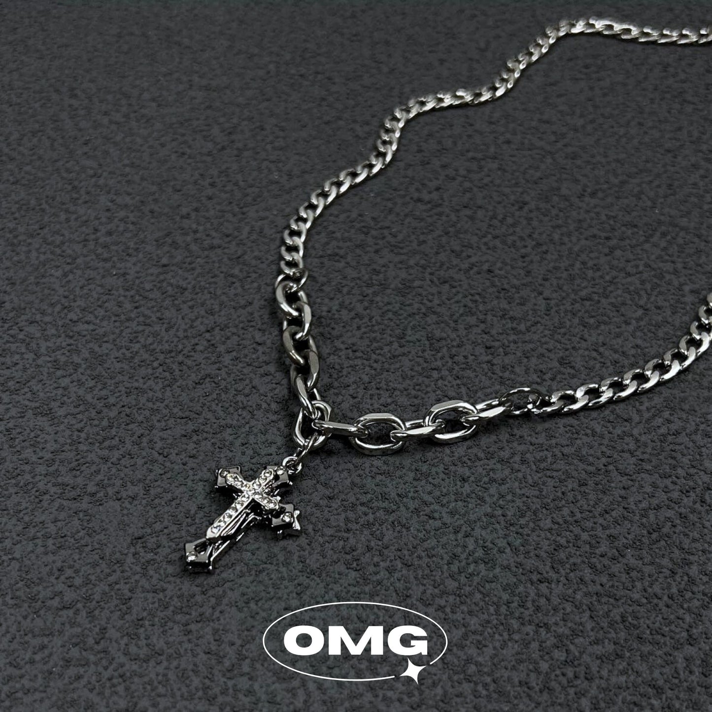 OMG - Classic Cross Men's Diamond Necklace (AB Chain Style)
