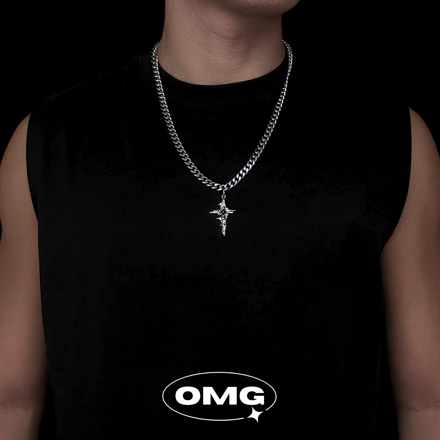 OMG - 隨性黑十字男士頸鏈/項鍊