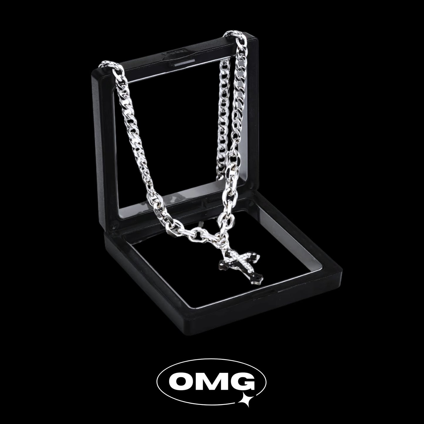 OMG - Classic Cross Men's Diamond Necklace (AB Chain Style)