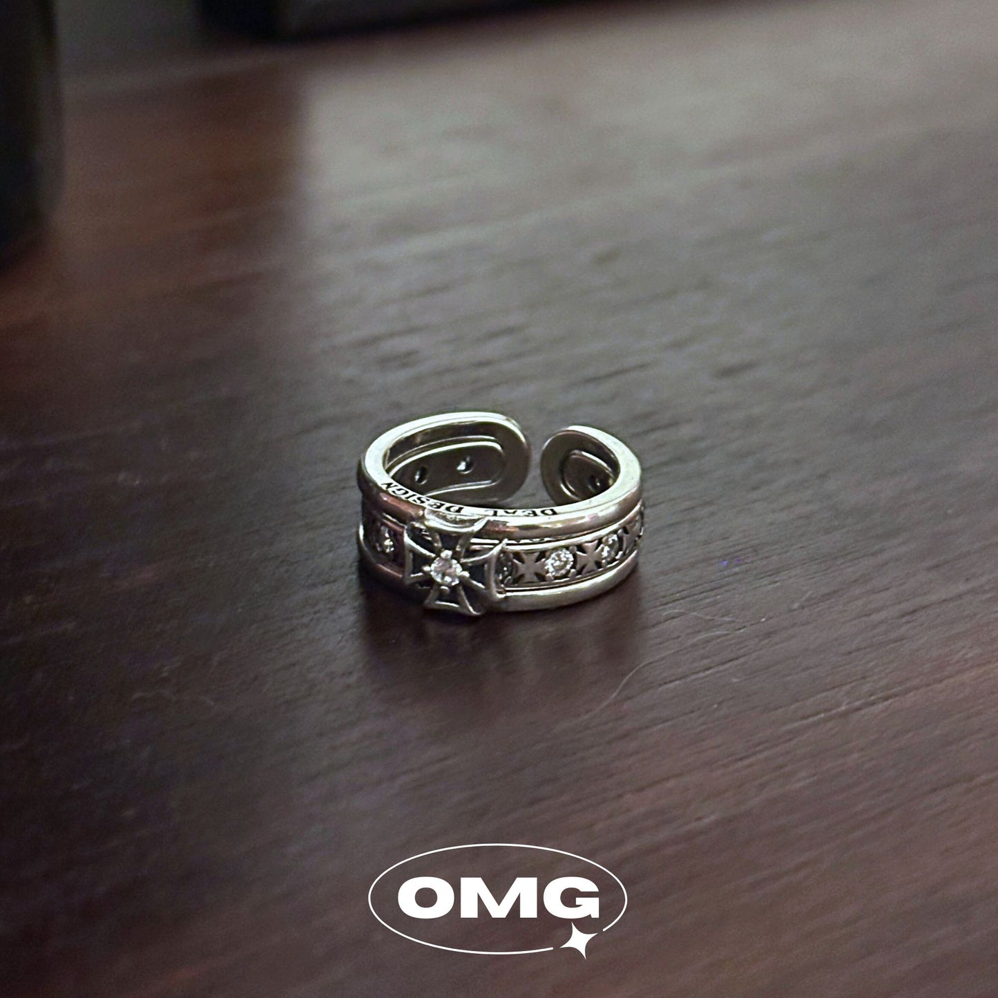 OMG - 2025新品銀星十字兩戴男士戒指