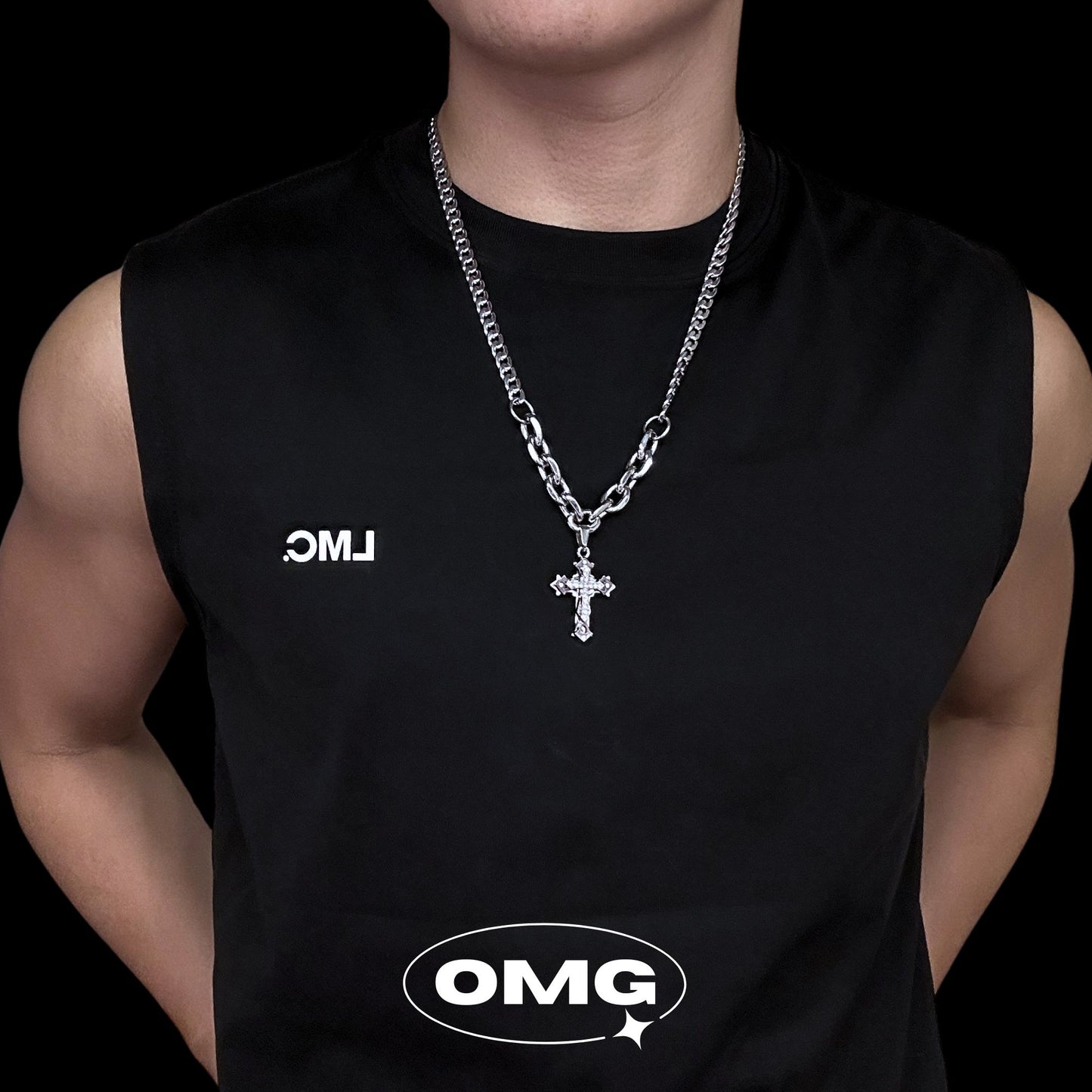 OMG - Classic Cross Men's Diamond Necklace (AB Chain Style)