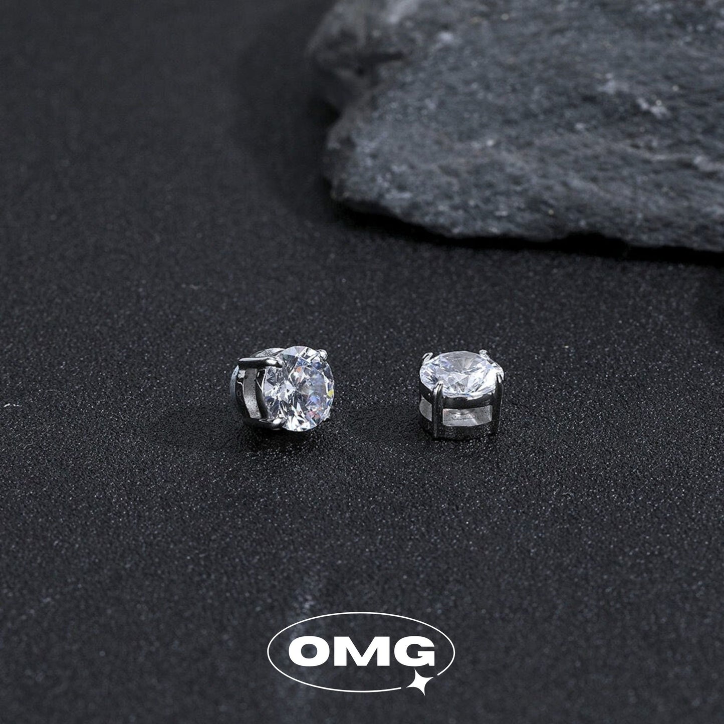 OMG - 黑白磁吸式男士耳環(無耳洞款)