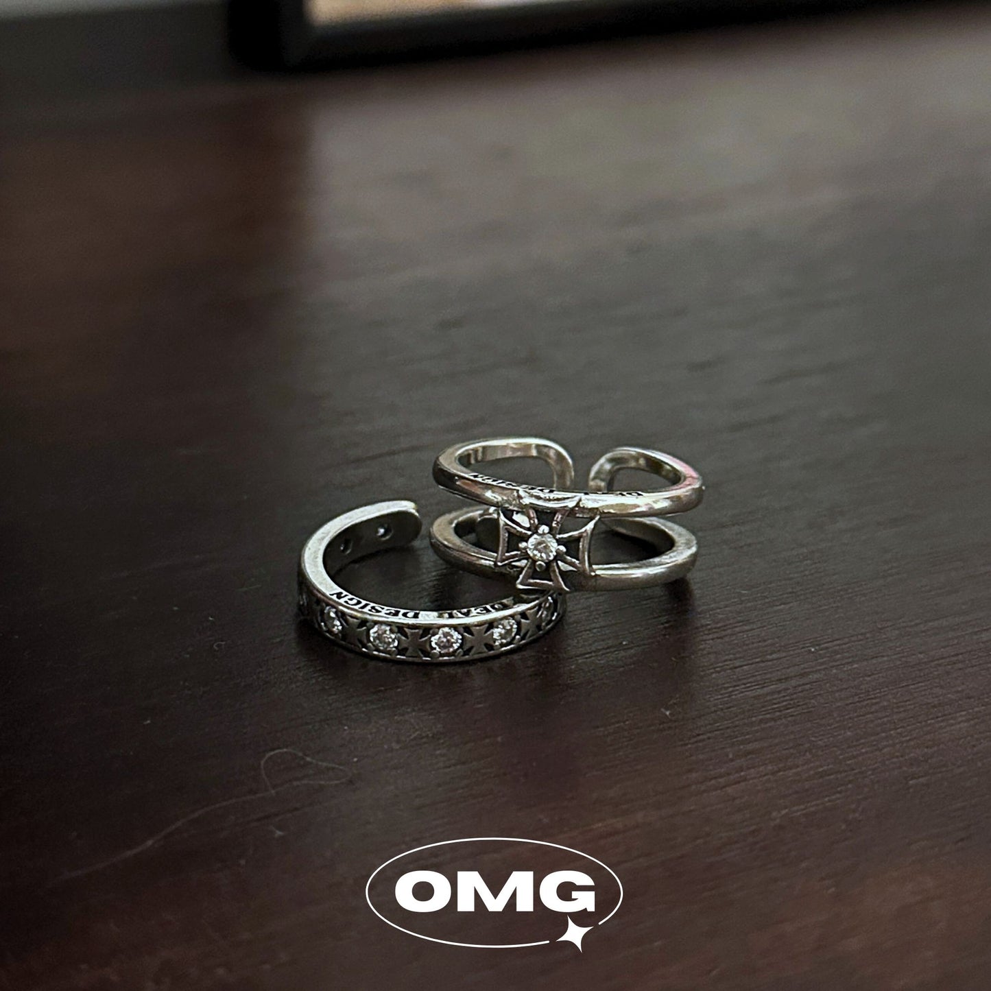 OMG - 2025新品銀星十字兩戴男士戒指