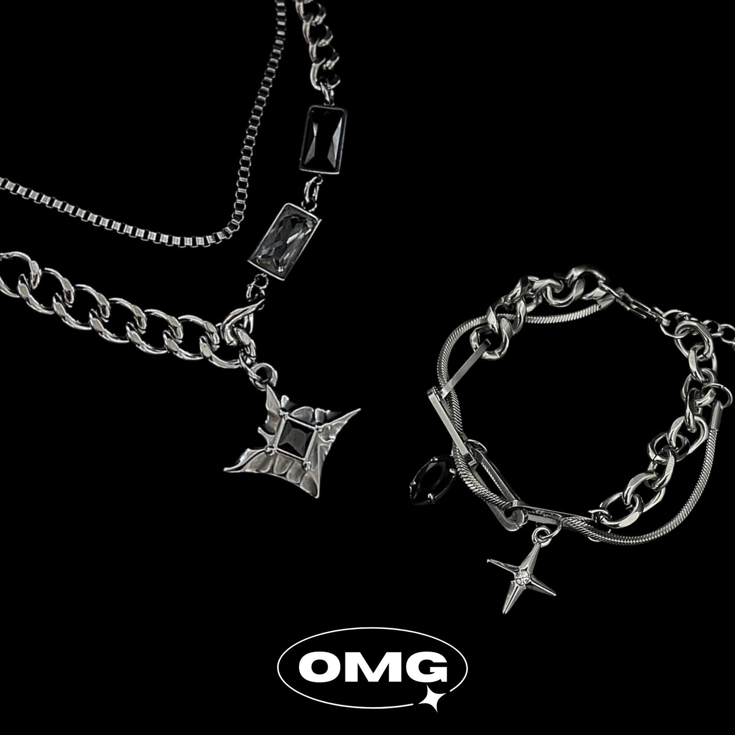 Cross Star Black Zirconia Men's Accessory Set