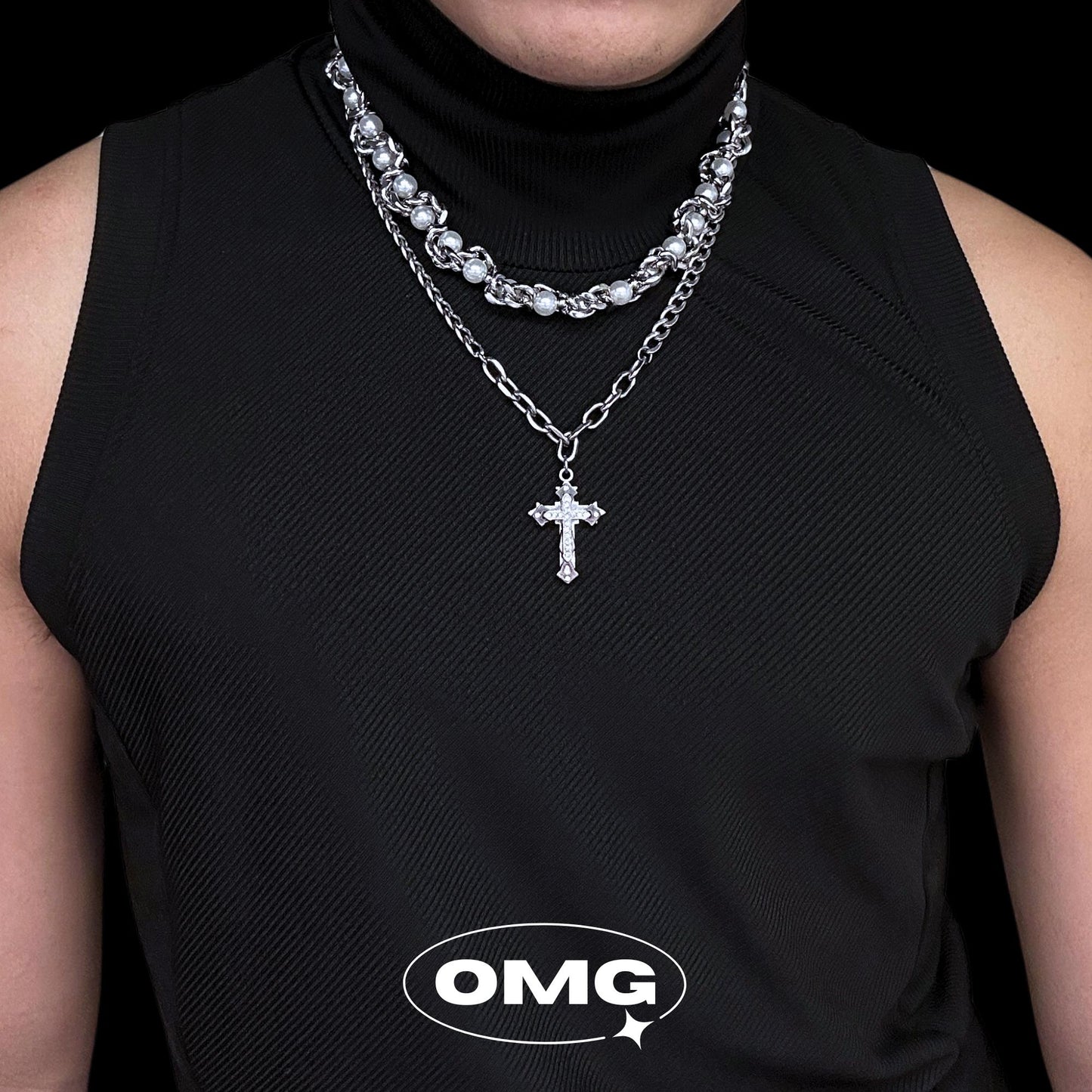 OMG - 編織珍珠男士choker頸鏈/項鍊