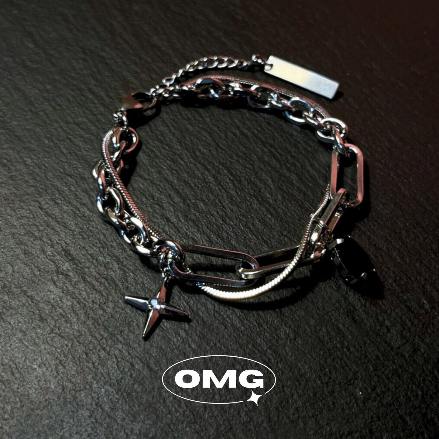 OMG - Star Black Sapphire Dual Layer Men's Bracelet