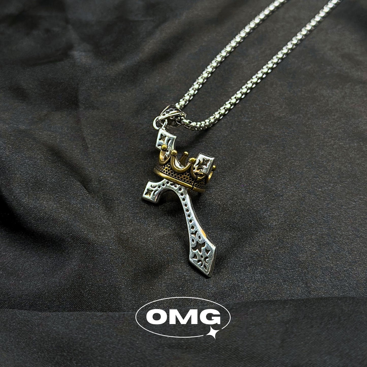 OMG - 皇冠十字架男士頸鏈/項鍊