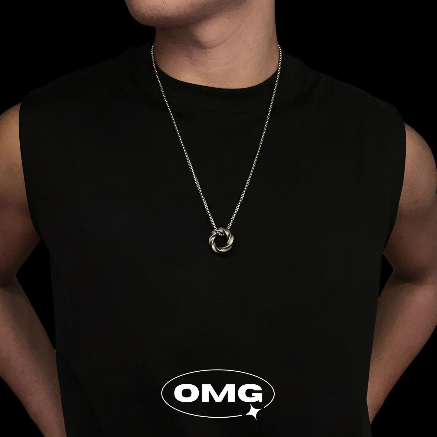 OMG - 復古版莫比烏斯環男士吊墜頸鏈
