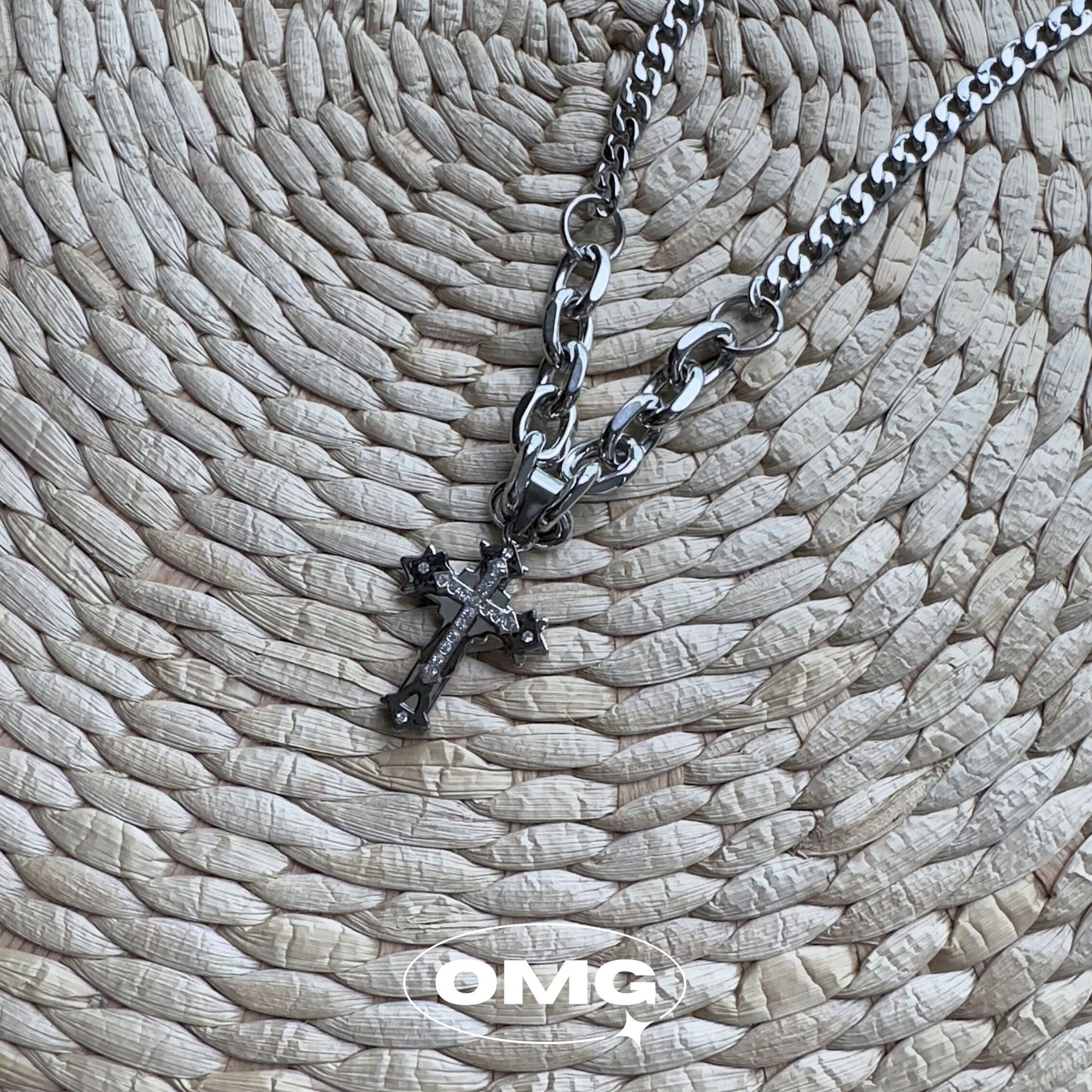 OMG - Classic Cross Men's Diamond Necklace (AB Chain Style)
