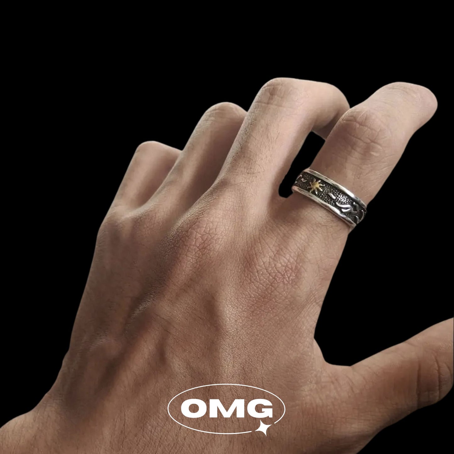 OMG - Sun Totem Open End Men's Ring (Adjustable)