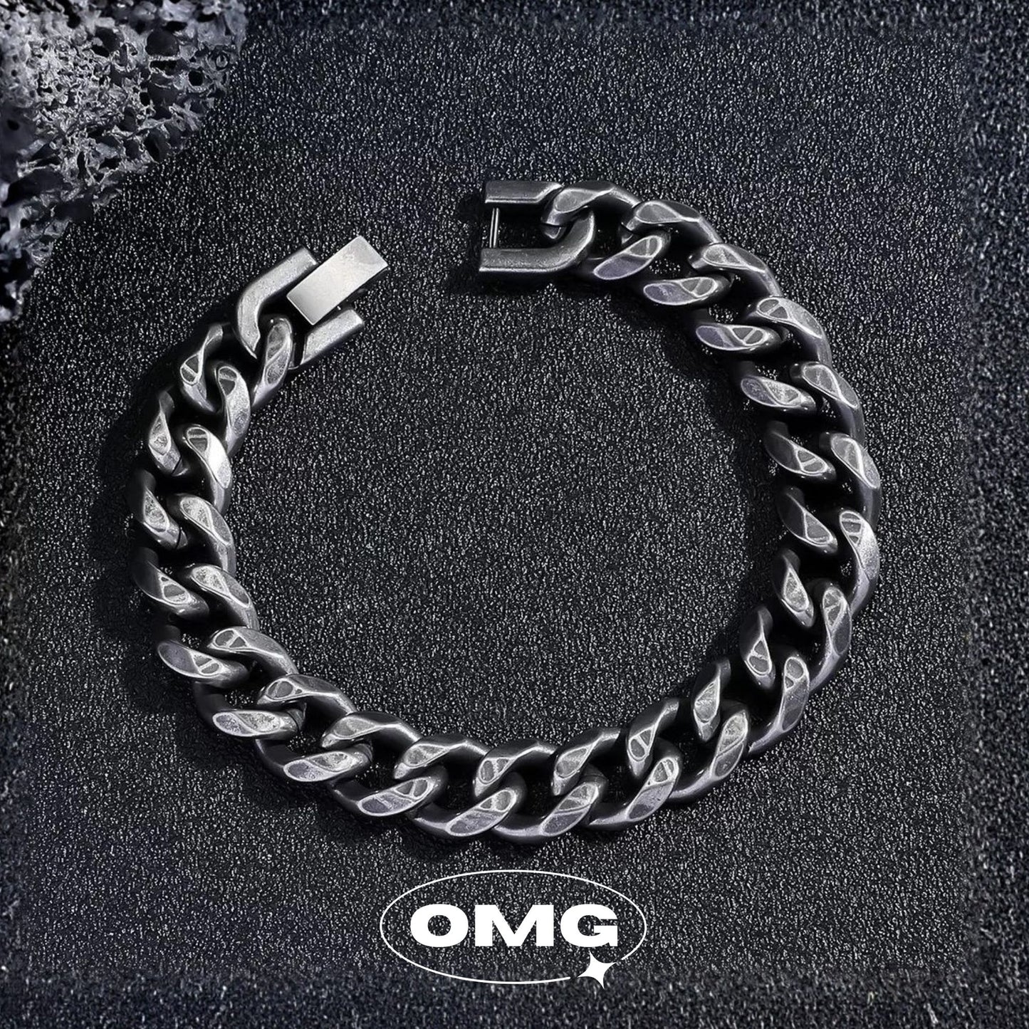 OMG - 復古黑古巴男士手鏈