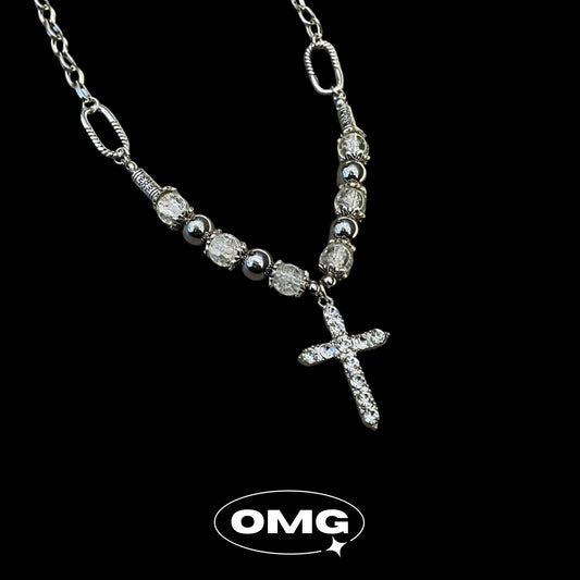 OMG - Frosty Beaded Cross Men's Necklace