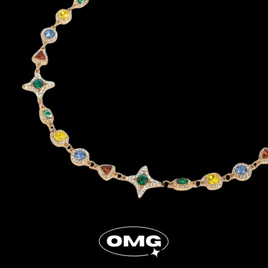 OMG - 彩色寶石十字星士頸鏈/項鍊
