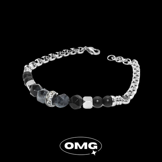 OMG - Black Crystal Bead Men's Bracelet