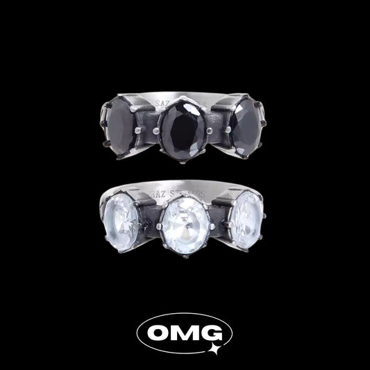 OMG - Three-Stone Men's Ring (Black/White)