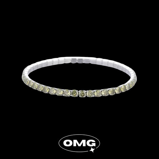 OMG - 彈力繩鋯石網球男士手鏈 （欖綠色）