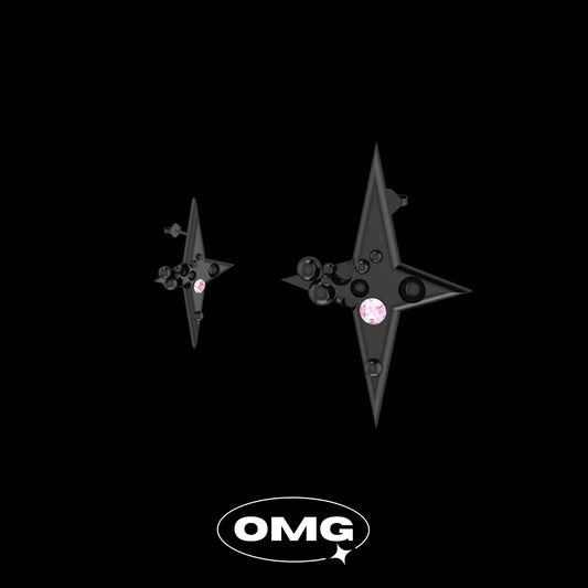 OMG - Y2K Black Star Pink Diamond Men's Earrings