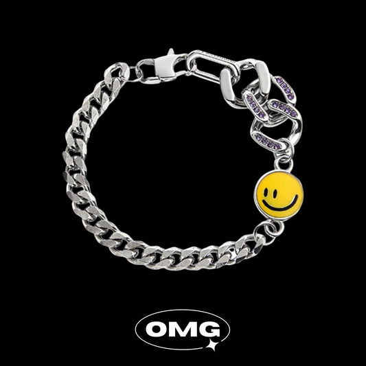 OMG - Y2K Smile Face Diamond Cuban Men's Bracelet