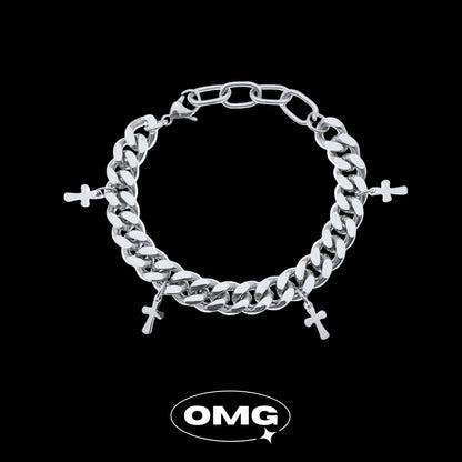 OMG - 十字架吊飾古巴男士手鏈