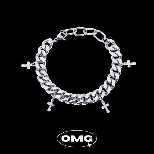 OMG - 十字架吊飾古巴男士手鏈