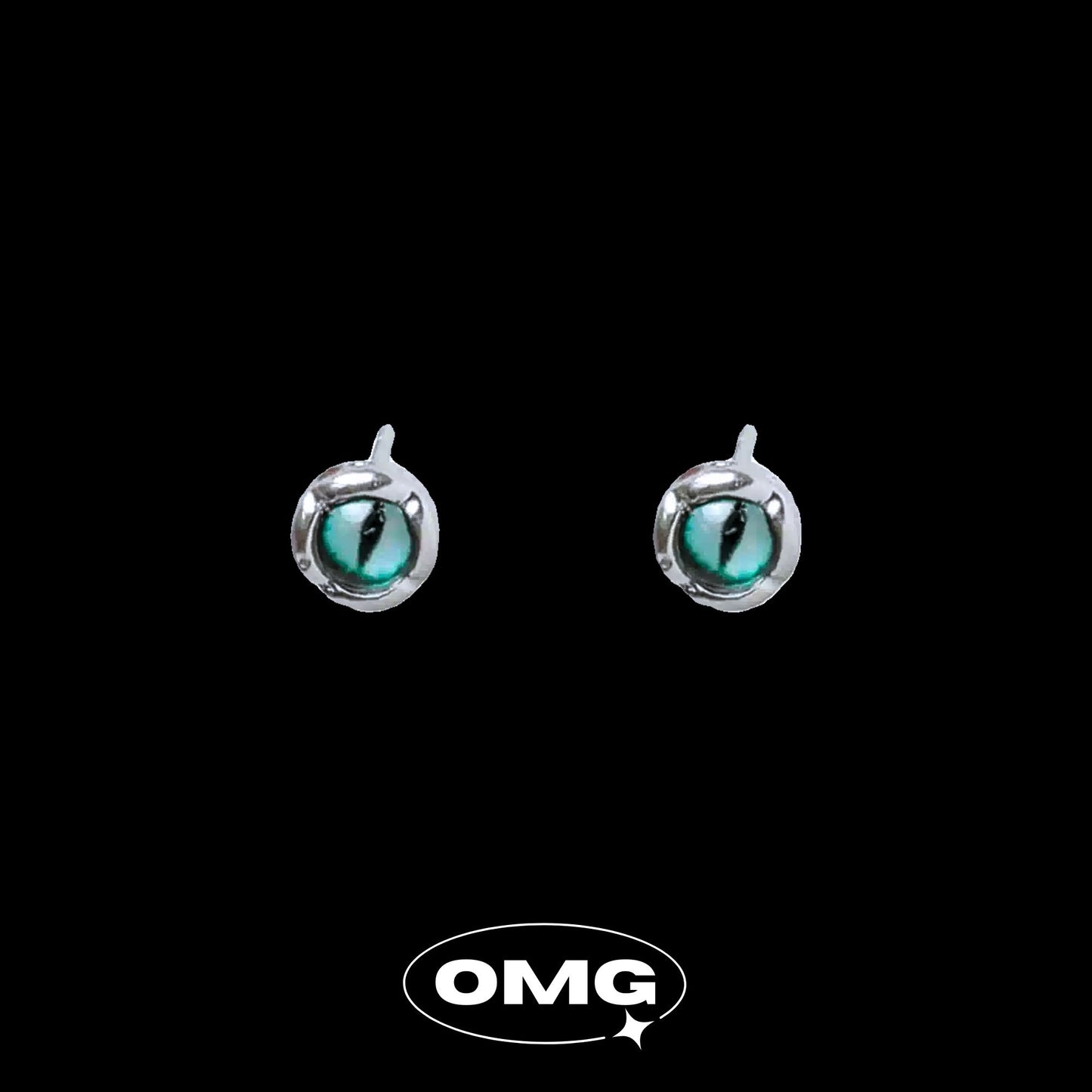 OMG - 綠色龍眼男士耳環