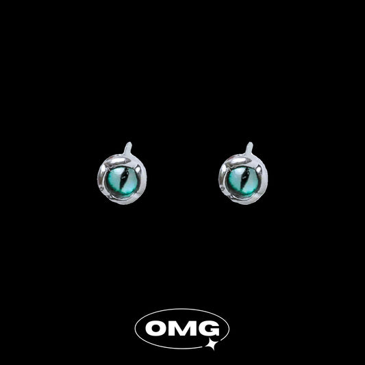 OMG - 綠色龍眼男士耳環