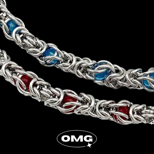 OMG - Y2K Men's Necklace with Red/ Blue Gemstone