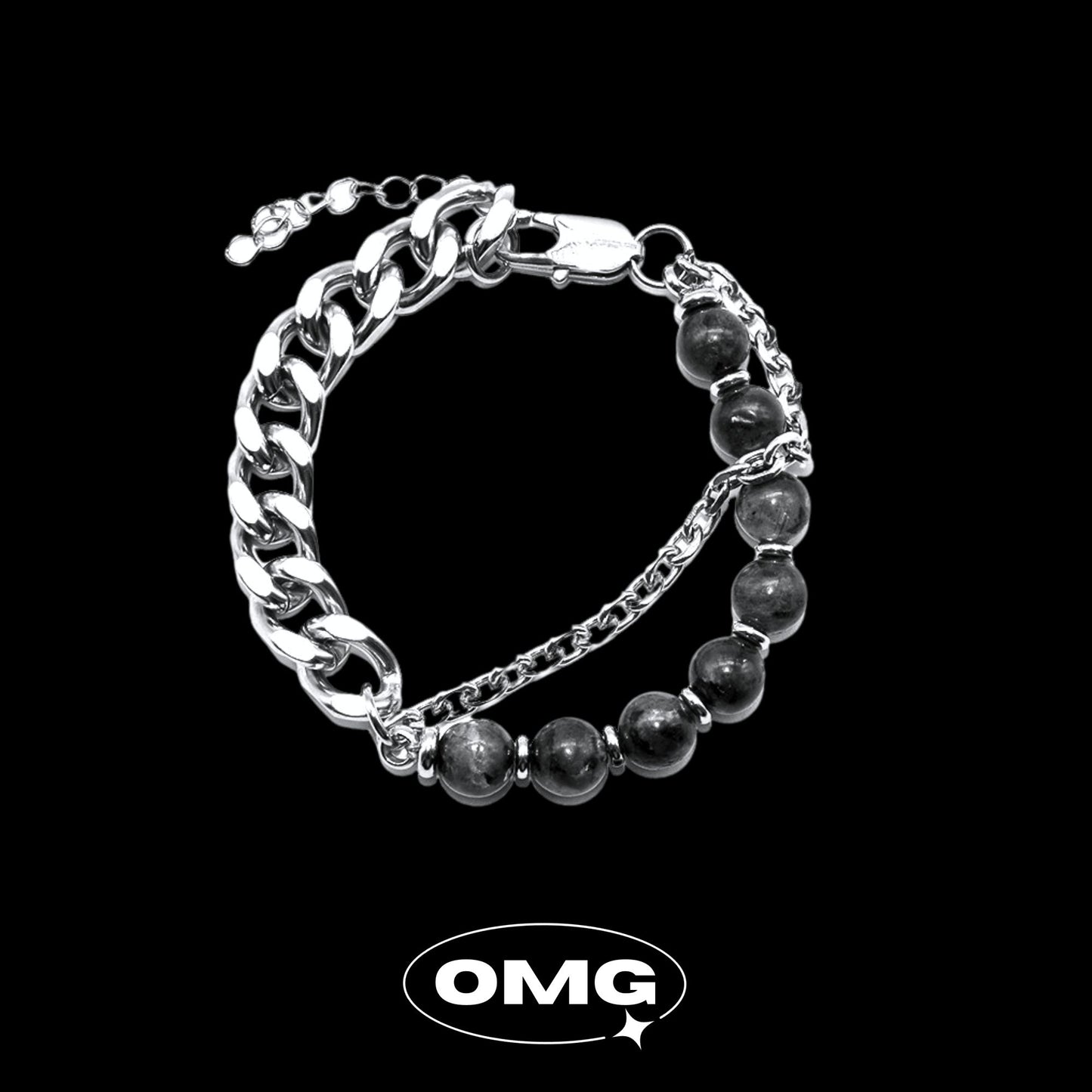 OMG - Dual Layer Grey Crystal Men's Bracelet