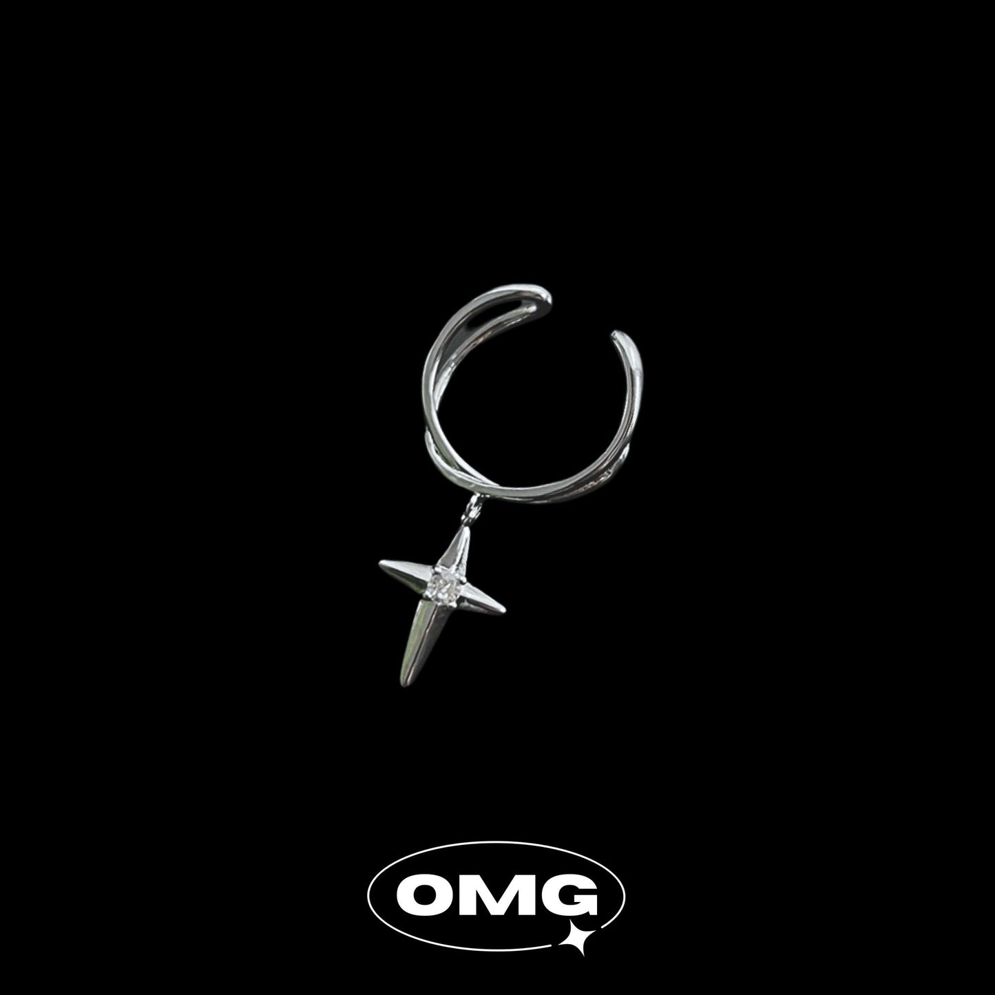 OMG - Y2K Cross Star Men's Ear Cuff (Single)