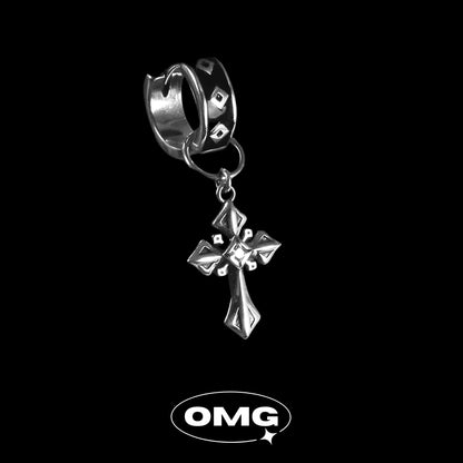 OMG - 925 Silver Cross Men's Earrings (Detachable)