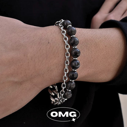 OMG - Dual Layer Grey Crystal Men's Bracelet