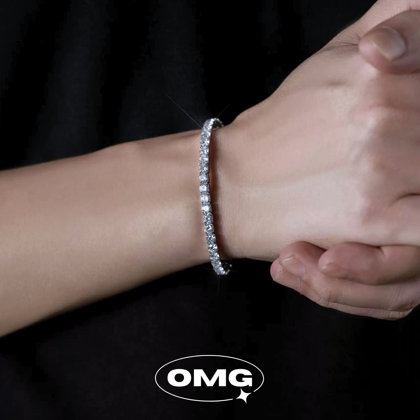OMG - 經典彈力繩鋯石網球男士手鏈