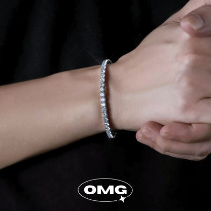 OMG - 經典彈力繩鋯石網球男士手鏈