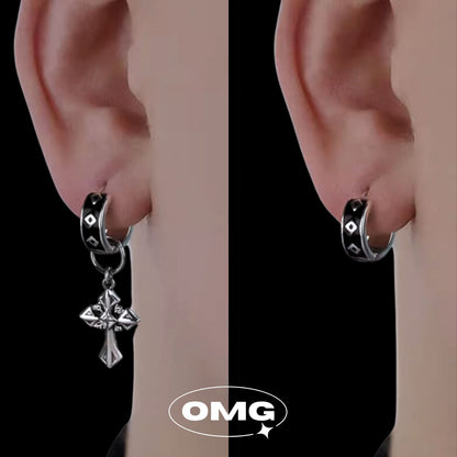 OMG - 925 Silver Cross Men's Earrings (Detachable)