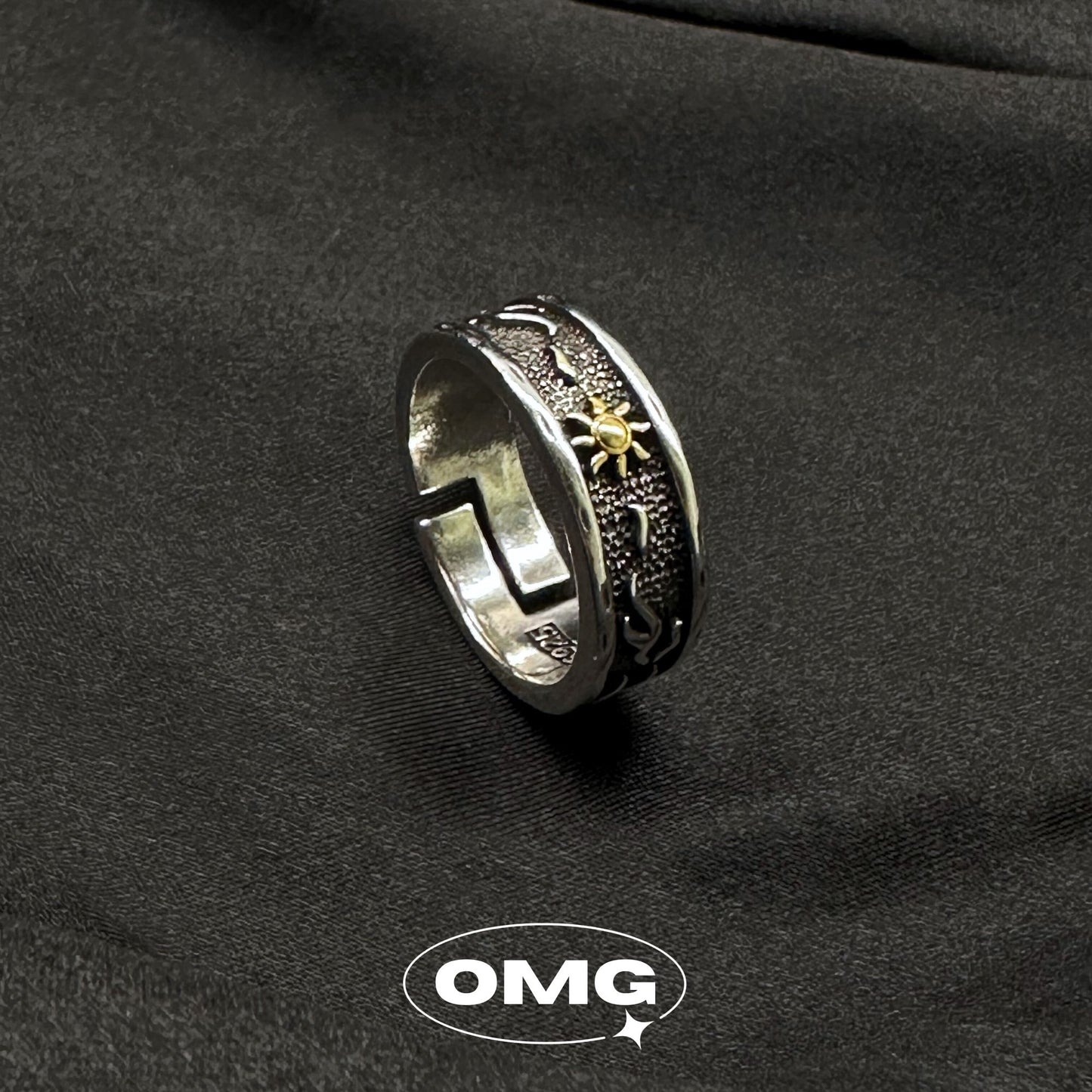 OMG - Sun Totem Open End Men's Ring (Adjustable)