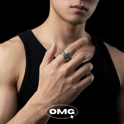 OMG - 紋章盾徽開口式男士戒指